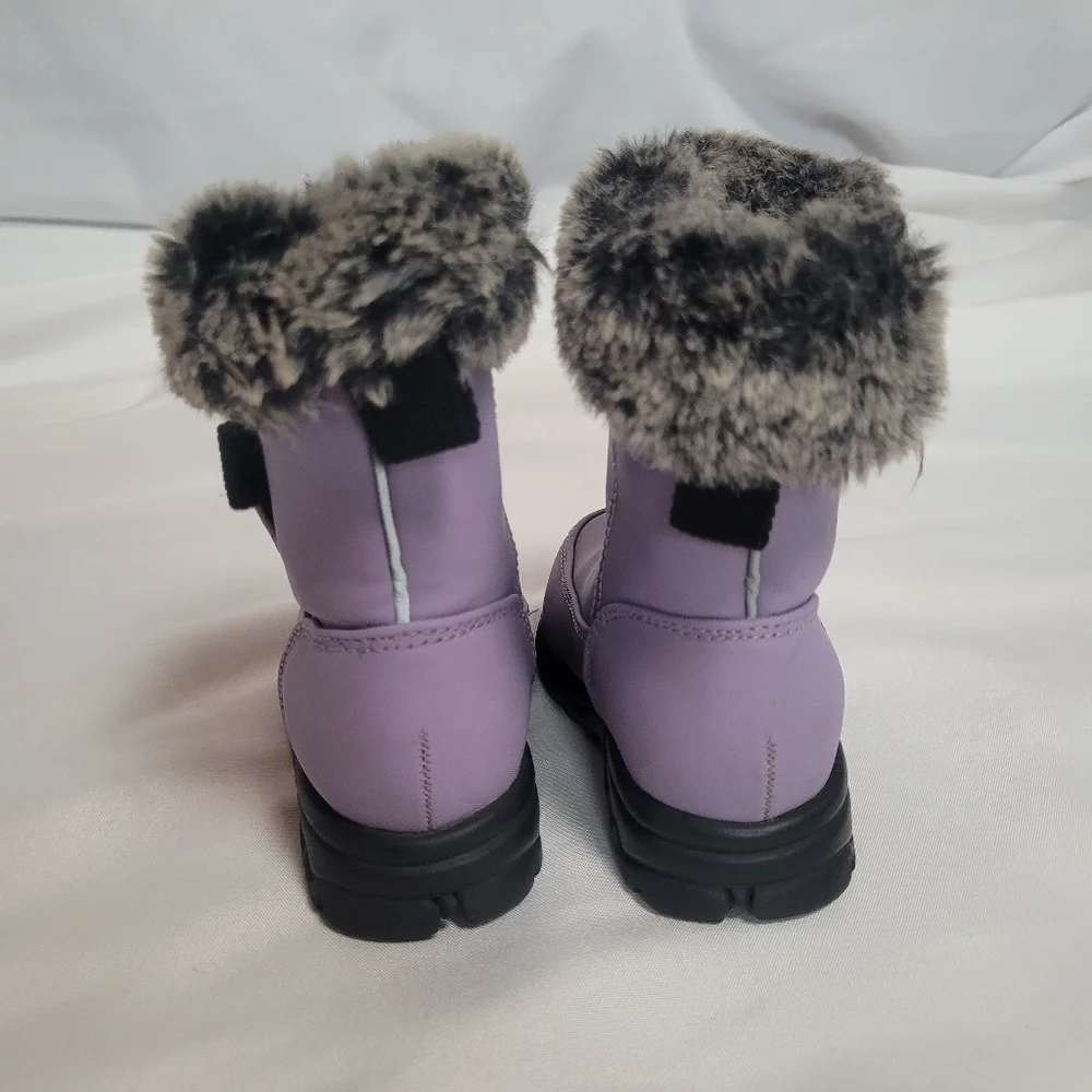 Lands End Little Girls Lilac Faux Fur Lined Winter Boots Size 5M